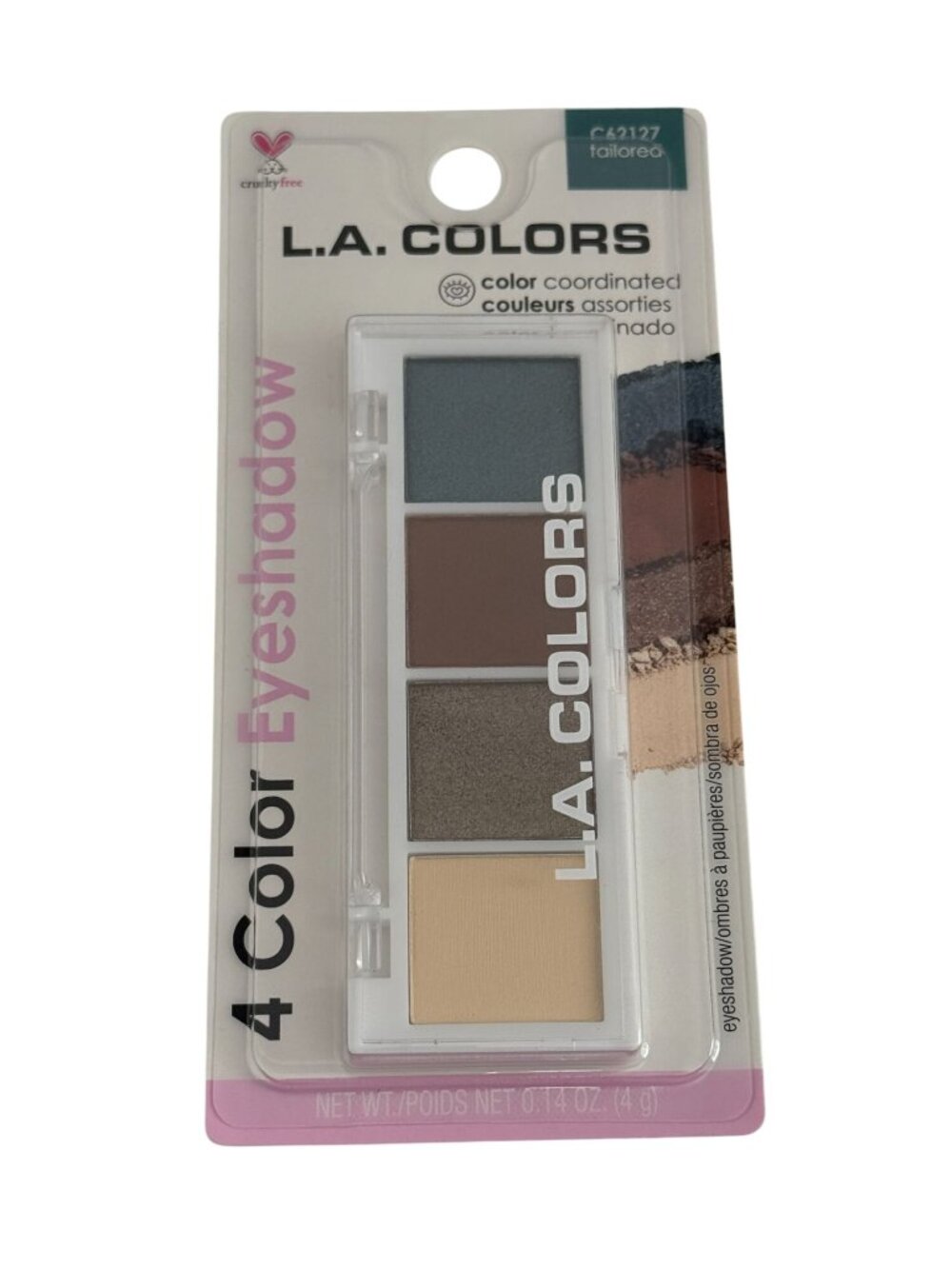 L.A. Colors 4 Color Eyeshadow Palette Tailored C62127 New